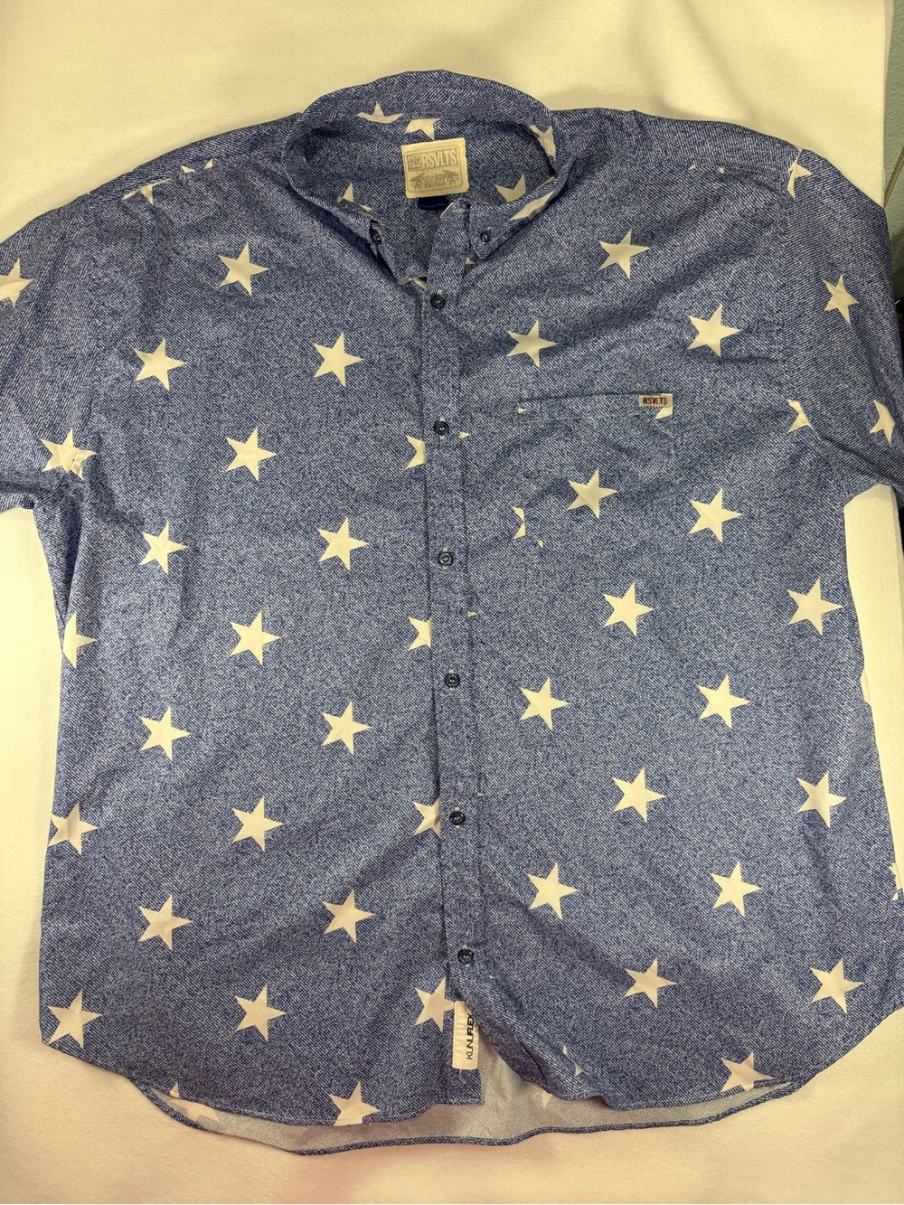 RSVLTS Navy Blue Star-Print Casual Button-Down Shirt